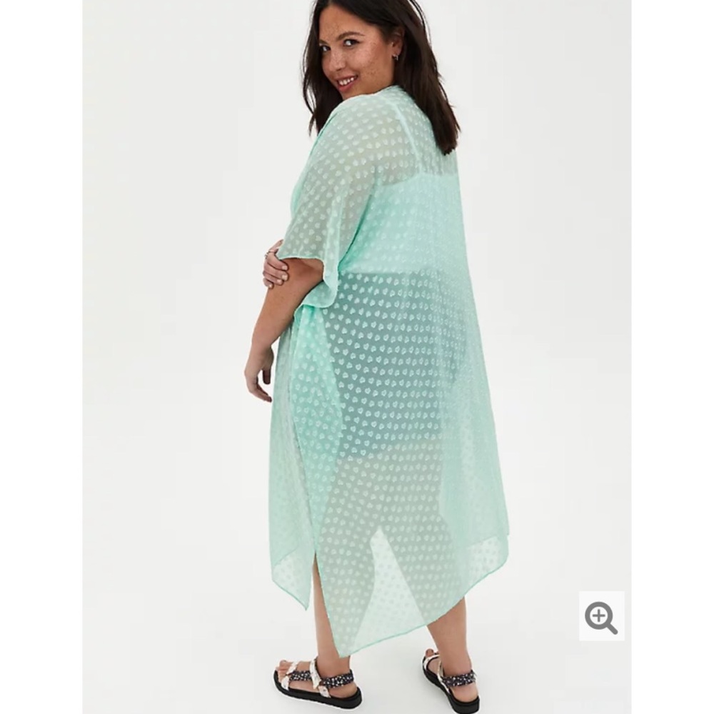 NWT TORRID Mint Clip Dot Shark Bite Kimono - Picture 4 of 8